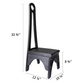 Besuerte Wooden Step Stool with Tall Handle, One Step Stool for Adults with Non-Slip Mat, Multipurpose Step Stools for Adults for Kitchen, Bathroom and Bedroom, Black