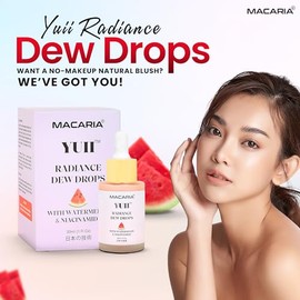 Yuii Watermelon Glow Dew Drops Serum - Fórmula hidratante similar al suero con ácido hialurónico - Maquillaje de verano húmedo con beneficios para el 