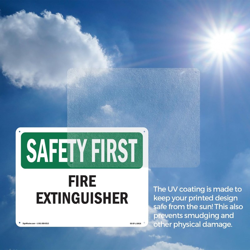 Fire Extinguisher OSHA SAFETY FIRST Rigid Plastic Sign 24 Inch
