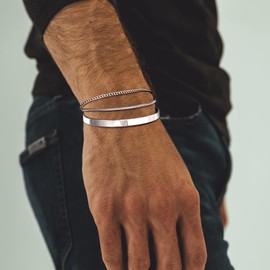 Moodear Stackable Bracelets for Men 925 Sterling Silver Snake Chain Bangle Cuff Bracelet Set Mens Jewelry