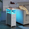 TUTOTAK Narrow LED Night Stand with Charging Station, Slim End