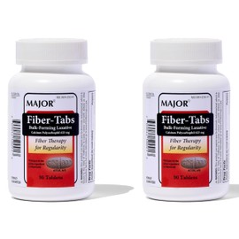 MAJOR Fiber-Tabs 625 Mg Tablets - Fiber Therapy for Regularity - Occasional Constipation Relief for Adults - 90 Count (2 Pack)