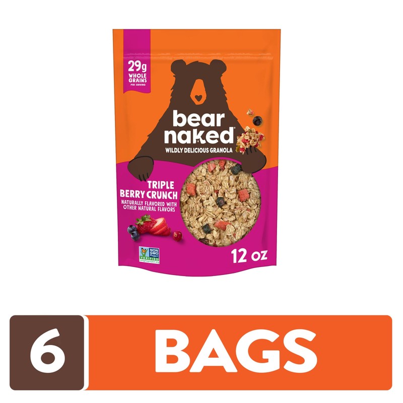 Bear Naked Granola Cereal, Vegan, Breakfast Snacks, Triple Berry Crunch