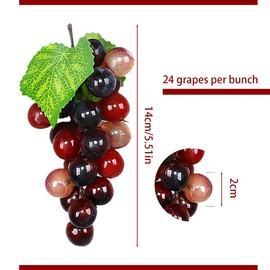 10 Bunches Fake Grapes Grape Hanging Ornaments Lifelike Rubber Grape Bunches Artificial Fruits for Home Kitchen Party Garden Decor Fruit Basket Decoration Food Ornaments Photography Props (5 Colors)