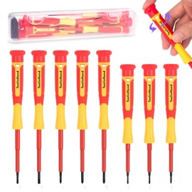 ToolinHand 1000V Mini Insulated Electrician Screwdriver Set 8-Piece, Magnetic Tip Mini Electrician Screwdriver Set Slotted(1.8mm,2.0mm2.5mm,3.0mm), Phillips: (PH1, PH0, PH00, PH000)