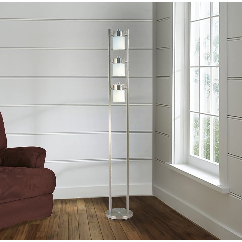 Ore International 3031FW-A 3-Light Adjustable Floor Lamp, White