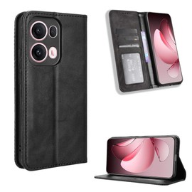 HAOYE Leather Case for OPPO Reno 13 Pro (Reno13 Pro) 5G Case, Retro Style PU/TPU Folio Wallet Case, Premium Folio Cover with [Card Slots] and [Kickstand]. Black