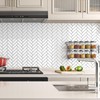 Livelynine 16pcs White Herringbone Backsplash Tile Peel and Stick Subway