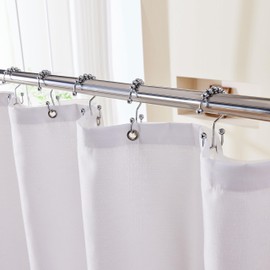 Lameirose 3 in 1 Shower Curtain Set, White Boho Shower Curtain and Clear Liner Set with 12 Double Sided Shower Curtain Hooks, Cloth Shower Curtains for Bathroom,Waterproof, 72" W*84" H