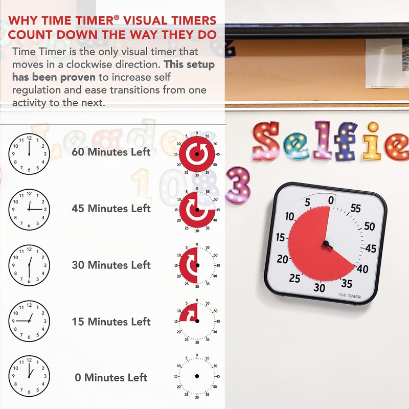 TIME TIMER 12 inch Visual Timer 60 Minute Kids Desk