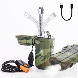 360 Flex Electric Candle Lighter, Plasma USB-C Rechargeable Arc Lighter, Flameless BBQ Hunting Lighter, Waterproof LED Flashlight Lighter, Christmas Stocking Stuffers for Him Adults Dad Husband Guys