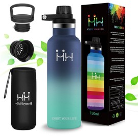YANGYAO Water Bottle, 25.6 fl oz (750 ml), Direct Drinking, 0.75 Liter, Cloth Bag Included, Vacuum Insulated, Stainless Steel, Thermal and Cold Insulation, 2 Types of Lids, Lightweight, Thermos,
