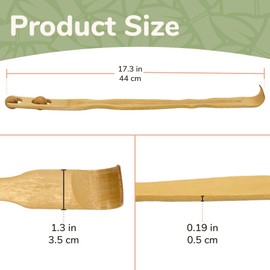 BambooMN 17 Inch Bamboo Wooden Back Scratcher Smooth Massage Roller Handle for Itching Stress Relief, 1 Unit