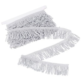 PH PandaHall 5 Yards/4.6 m Tassel Fringe Trim Bullion Fringe Trim Silver Fabric Trim 49 mm Curtain Fringe Sewing Trim for Curtains Clothing Sofa Crafts
