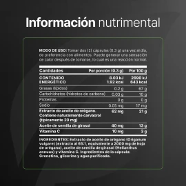 Aceite Orégano 300 Caps Oregano Oil Life Sabor