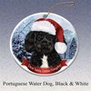Holiday Pet Gifts Portuguese Water Santa Hat Dog Porcelain Christmas Ornament