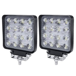 RUNEWAX LED Pod Work Light Bar Flood 16 LED 6000K White 12V for Tractor Truck Pickup Golf Cart Lawn Mower Boat Marine Waterproof IP68, Pack of 2