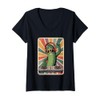 Womens Retro Cucumber DJ Cucumbers Sound Tech V-Neck T-Shirt
