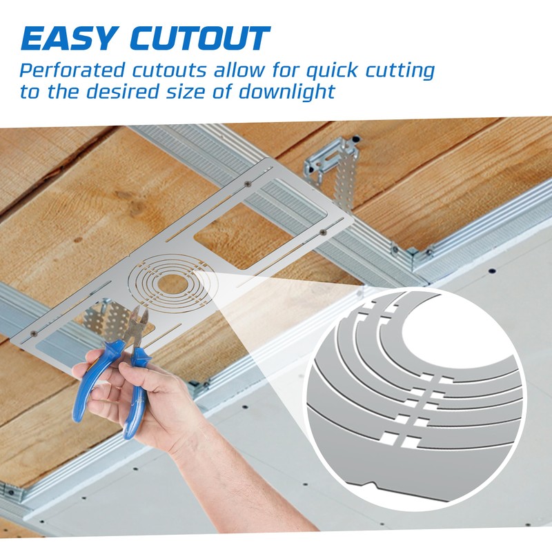 OHLECTRIC 6-Pack New Construction Recessed Light Mounting Plates, Flat Steel