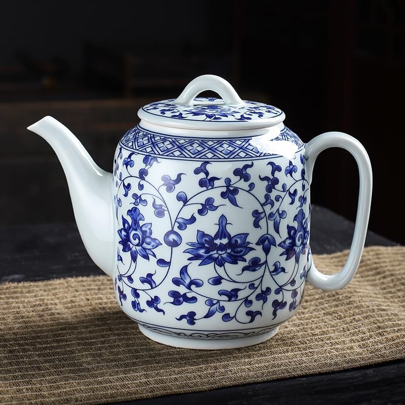 Mozacona Ceramic Teapot, Blue and White Tea Pot, Coffee Pot
