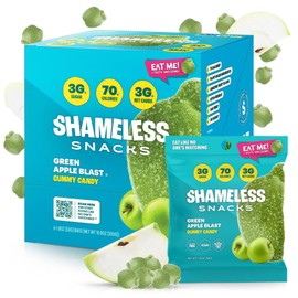 Shameless Snacks - Healthy Low Calorie Snacks, Low Carb Keto Gummies (Gluten Free Candy) - 6 Pack Green Apple Blast