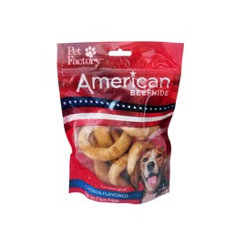 Pet Factory American Beefhide 3-3.5" Pretzels Dog Chew Treats - Chicken Flavor, 4 Count/1 Pack