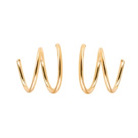 Mini Illusion Gold Hoops, Make 1 Piercing Look Like 2, Minimalist Double Hoops in Sterling Silver, Rose Gold and Gold Filled, Gifts for Women by Lotus Stone Jewelry (Gold, Spirals)