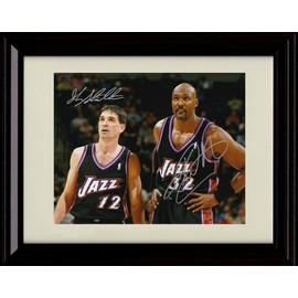 John Stockton and Karl Malone Autograph Replica Print - HoF Greats - Framed 8x10