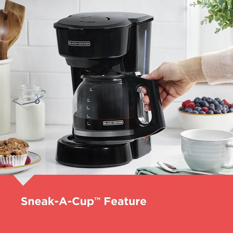 BLACK+DECKER 12-Cup Coffee Maker with Easy On/Off Switch, Easy Pour,