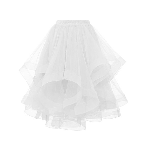 DRESSTELLS White Tulle Skirts for Women, A Line Elastic Waist