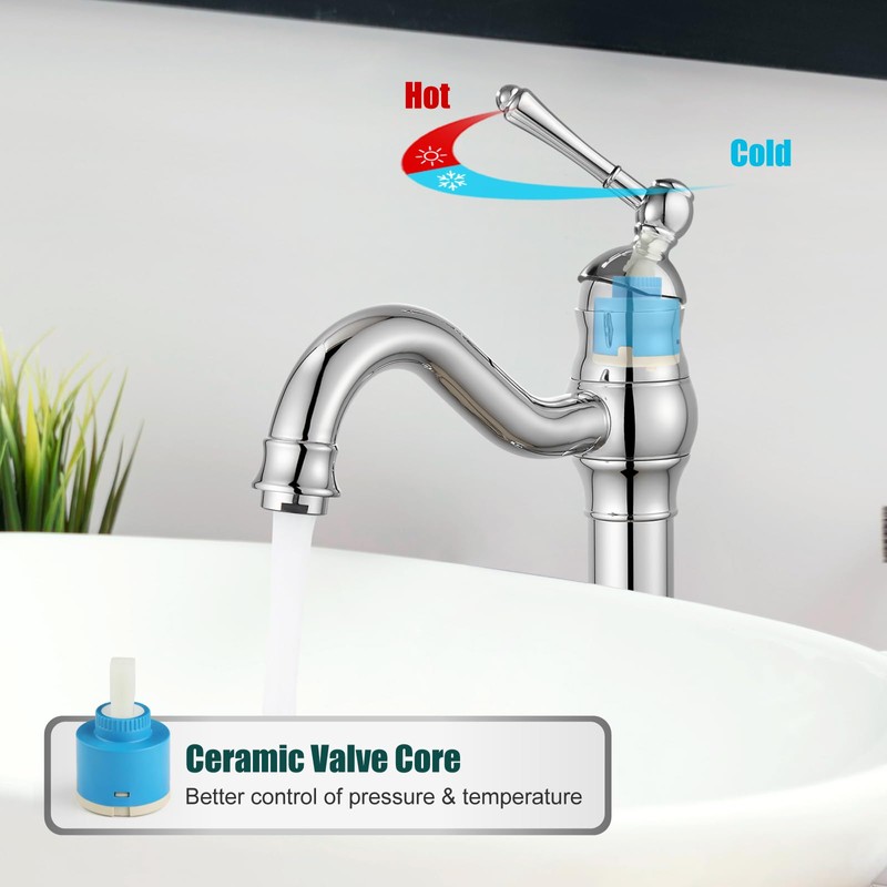 Heyalan Vessel Sink Faucet Tall Bathroom Faucet Single Handle 1