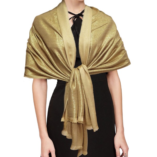 Gragengs Women's Sparkling Metallic Pashmina Shawls and Wraps Long Party