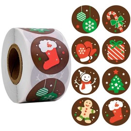 Etiquetas Navideñas ideales para colocar en tus regalos navideños, dulceros navideños o en cualquier tipo de cajas de regalo navideñas. Rollo con 500 stickers de regalo - 8 modelos diferentes.