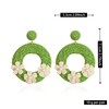 YUNXI Handmade Raffia Rattan Bohemian Round Drop Dangle Earrings for