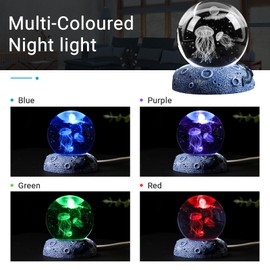 COQIRAUSEN Jellyfish 3D Crystal Ball Figurine, 2.4inch Oceans Glass Ball Gifts for Women, Sculpture Display Paperweight Keepsakes for Marine Organism Lover Home Decor