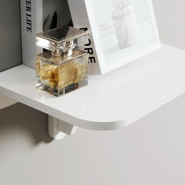 WELLAND 11.8" x 8.25" White Wall Mounted Desk Small Floating Shelves Set of 2 Folding Wall Shelves Drop-Leaf Table Fold Down Desk for RV, Camper, Loft Beds