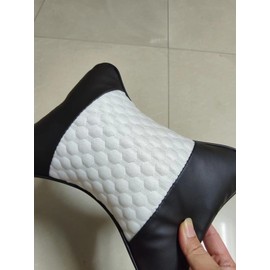 yuhuru Car Neck Pillows Both Side Pu Leather 2pieces Pack Headrest Fit for Most Cars Filled Fiber Universal Car Pillow (White)