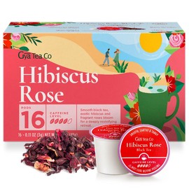 Gya Tea Co Hibiscus Rose Black Tea K Cups for Keurig (16 ct) - High Caffeine Tea Pods for Keurig Rich in Chamomile - Smooth Tangy Rose Tea Hibiscus Keurig Tea Pods 2.0 & 1.0 Fruit Tea & Herbal Tea