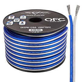 Skar Audio 12 Gauge (AWG) Elite Oxygen-Free Copper Audio Speaker Wire - 100 Feet (Blue/White)