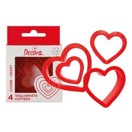 Decora Set 4 Heart Cookie Cutters, Pink, 10 x 10 x 3 cm