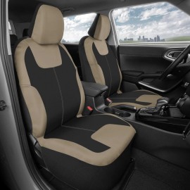 Motor Trend BDK Auto 4Pcs Seat Covers, Black/Beige, MTSC-224-BG