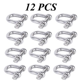 Gativs M5 Stainless Steel Screw Shackle, Pack of 12, Shackle, D Shape 304 D Ring Shackle, M5 Stainless Steel Shackle with Eye Bolts, Locks, Shackles, Carabiner, Shackle, D Stainless Steel 304 for