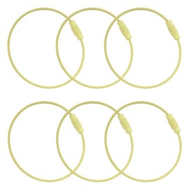 Mini Skater 5.9 Inch Wire Keychain Cables Key Rings Travel Luggage Tags Steel Loops for Keys Cards Dog Collars Cruise Accessories (6, Light Yellow)