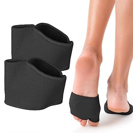 Feetly® Almohadillas Metatarsianas con Gel de Silicona Suave y Manga Transpirable - Cojines de Antepié para Tacón Alto- Plantillas para Bola del Pie - Alivia el Dolor del Metatarso, Callos, Metatarsalgia - Calcetines de Compresión Metatarsal