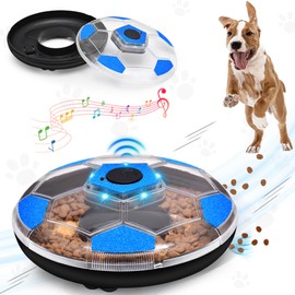 Interactive Dog Chasing and Slow Feeder Toy, Music and Lights, Blue and White (Black & Blue)