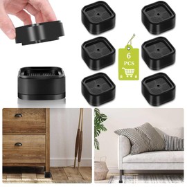 Yookwutar 6 Pack Furniture Risers 1 Inch, Adjustable Bed Risers Heavy Duty for Table Desk Couch Chair Sofa Cabinet Bed Legs Dorm, Square Stackable Bed Raisers Blocks Lift Height 1", 2" or 3", Black