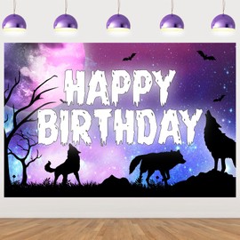 Balterever Galaxy Wolf Birthday Backdrop 5 * 3ft Galaxy Wolf Bday Party Supplies Wolf Birthday Party Decorations Animal Wolf Party Supplies for Photography Background
