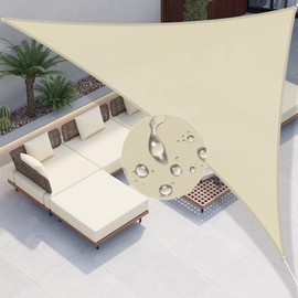 Windscreen4less 12'x21'x24.2' Waterproof Sun Shade Sail Right Triangle Shade Canopy Cover UV Block for Backyard Patio Deck Balcony Pergola Garden (Beige)