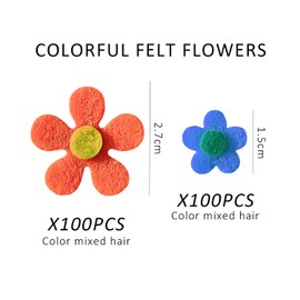 200 Pieces Colorful Felt Flowers Patch Stickers Handmade Felt Flowers Fabric Flower Decoration Craft Felt Appliques Suitable for Arts DIY Crafts
