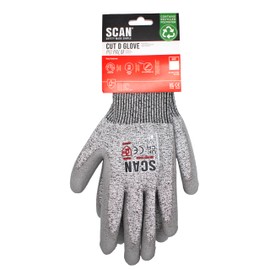 Scan Cut Resistant Level D Gloves, PU Palm, Conforms to EN 388, Size XL